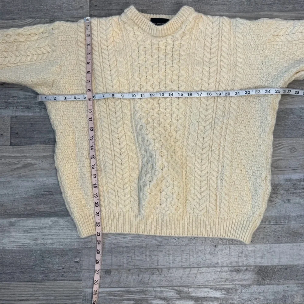 Rue Saint Patrick 100% Wool Ivory Cable Knit Mens Sweater Size XXL Ireland - Picture 3 of 5